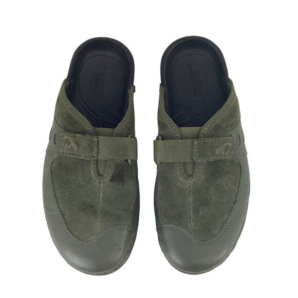 Earth Kalso Negative Heel Suede & Leather Clogs Green Women’s Slip-On Shoes Sz 6 - Picture 1 of 9